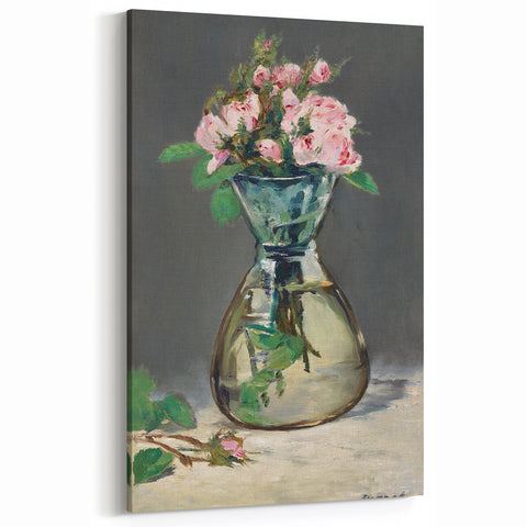 Moss Roses in a Vase - Impressionist Floral Art by Edouard Manet