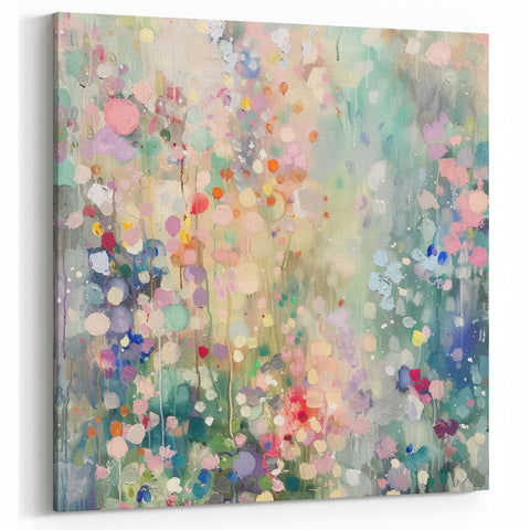 Soft Pastel Abstract Splatter Art - Dreamy Spots Canvas Wall Decor