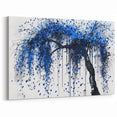 Bold Blue Abstract Splatter Art - Dynamic Tree Canvas Wall Decor