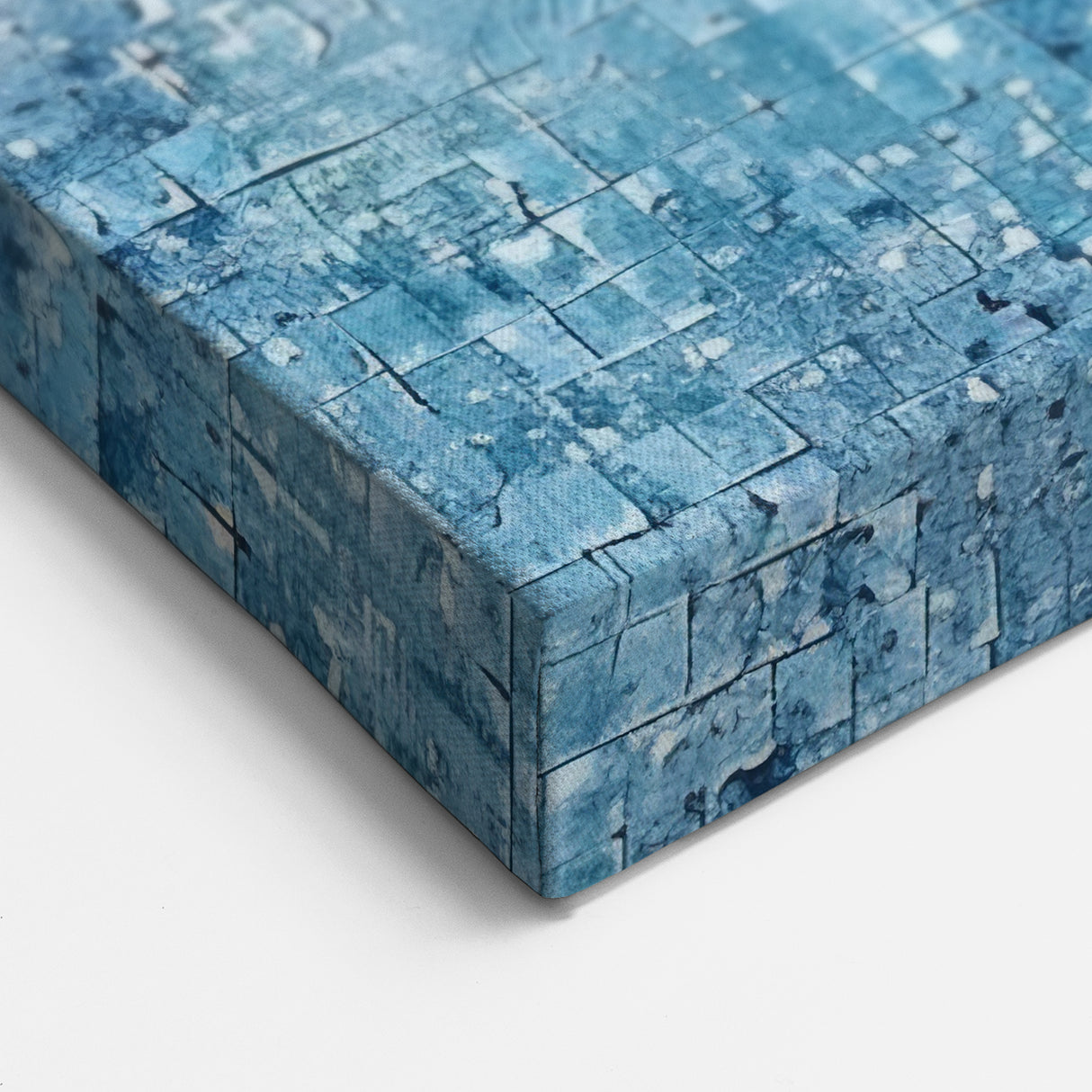 Textured Abstract Splatter Art - Blue Mosaic Canvas Wall Decor