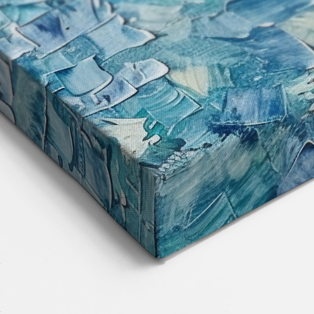 Soft Abstract Mosaic Art - Pastel Blue and Green Textured Wall Decor