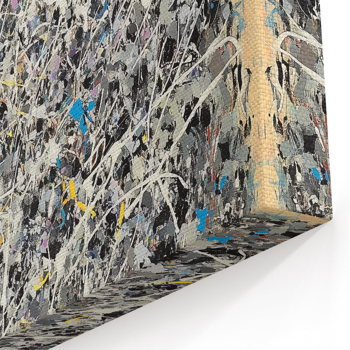 Monochrome Abstract Splatter Art - Energetic Black and White Canvas