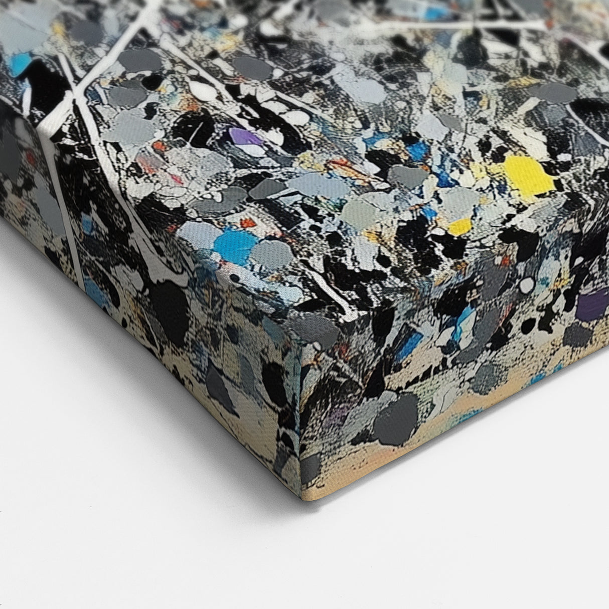 Monochrome Abstract Splatter Art - Energetic Black and White Canvas