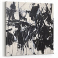 Dynamic Monochrome Abstract Art - Black and White Splatter Canvas