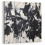 Dynamic Monochrome Abstract Art - Black and White Splatter Canvas