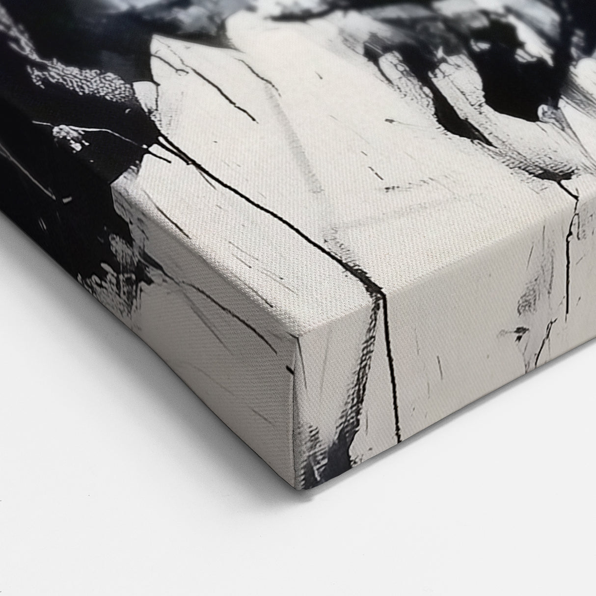 Dynamic Monochrome Abstract Art - Black and White Splatter Canvas