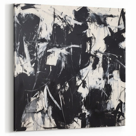 Bold Monochrome Abstract Splatter Art - Black and White Canvas Decor