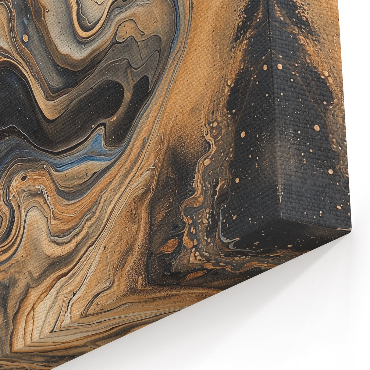 Earthy Abstract Marble Art - Beige and Black Swirling Canvas Decor