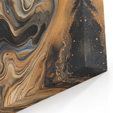 Earthy Abstract Marble Art - Beige and Black Swirling Canvas Decor