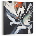 Dynamic Abstract Floral Art - Bold Black and White Canvas with Orange