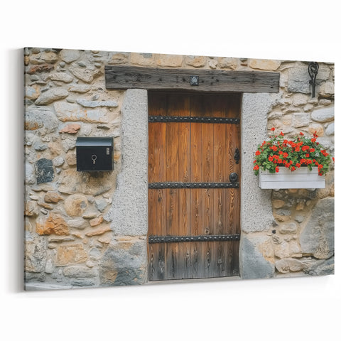 Rustic Wooden Door - Barn Wall Art with Stone Texture for Farmhouse Decor
