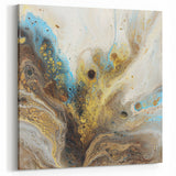 Abstract Fluid Art - Gold, Blue, and Brown Earthy Canvas Wall Decor
