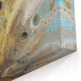 Abstract Fluid Art - Gold, Blue, and Brown Earthy Canvas Wall Decor