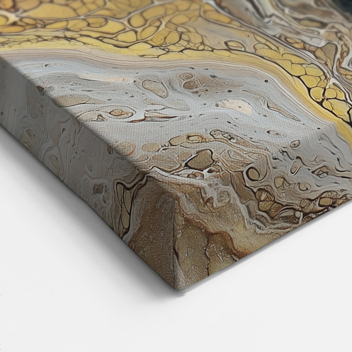 Abstract Fluid Art - Gold, Blue, and Brown Earthy Canvas Wall Decor