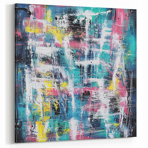Vibrant Abstract Splatter Art - Bold Multicolor Canvas Wall Decor
