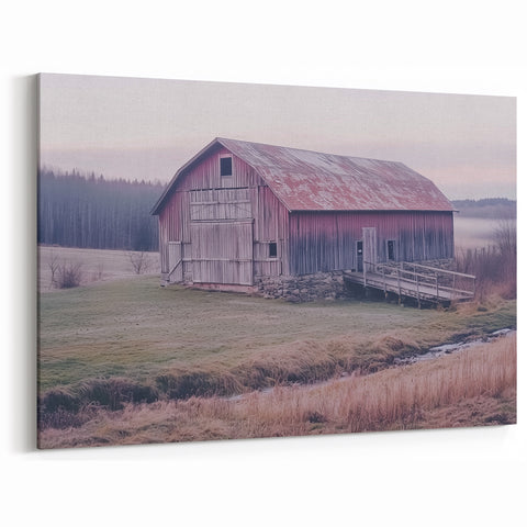 Rustic Barn with Bridge - Barn Wall Art for Farmhouse and Country Decor