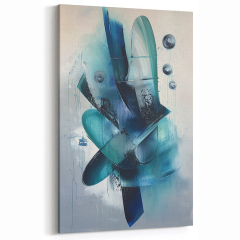 Ocean Breeze Abstract Splatter Art - Modern Wall Decor Canvas