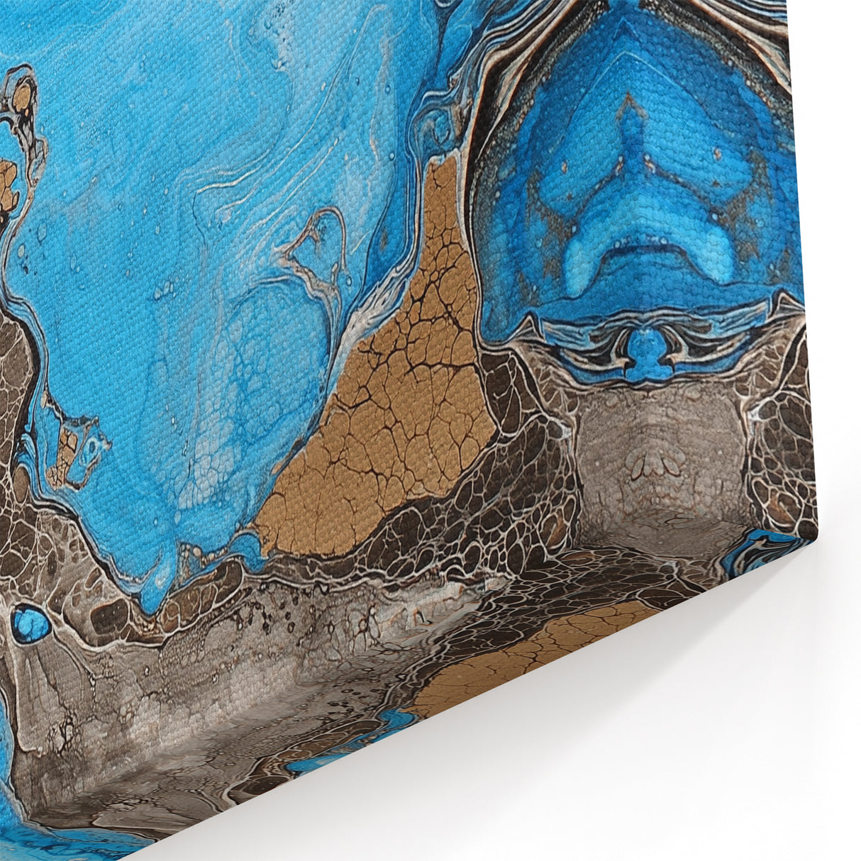 Blue and Gold Abstract Splatter Art - Dynamic Modern Wall Decor