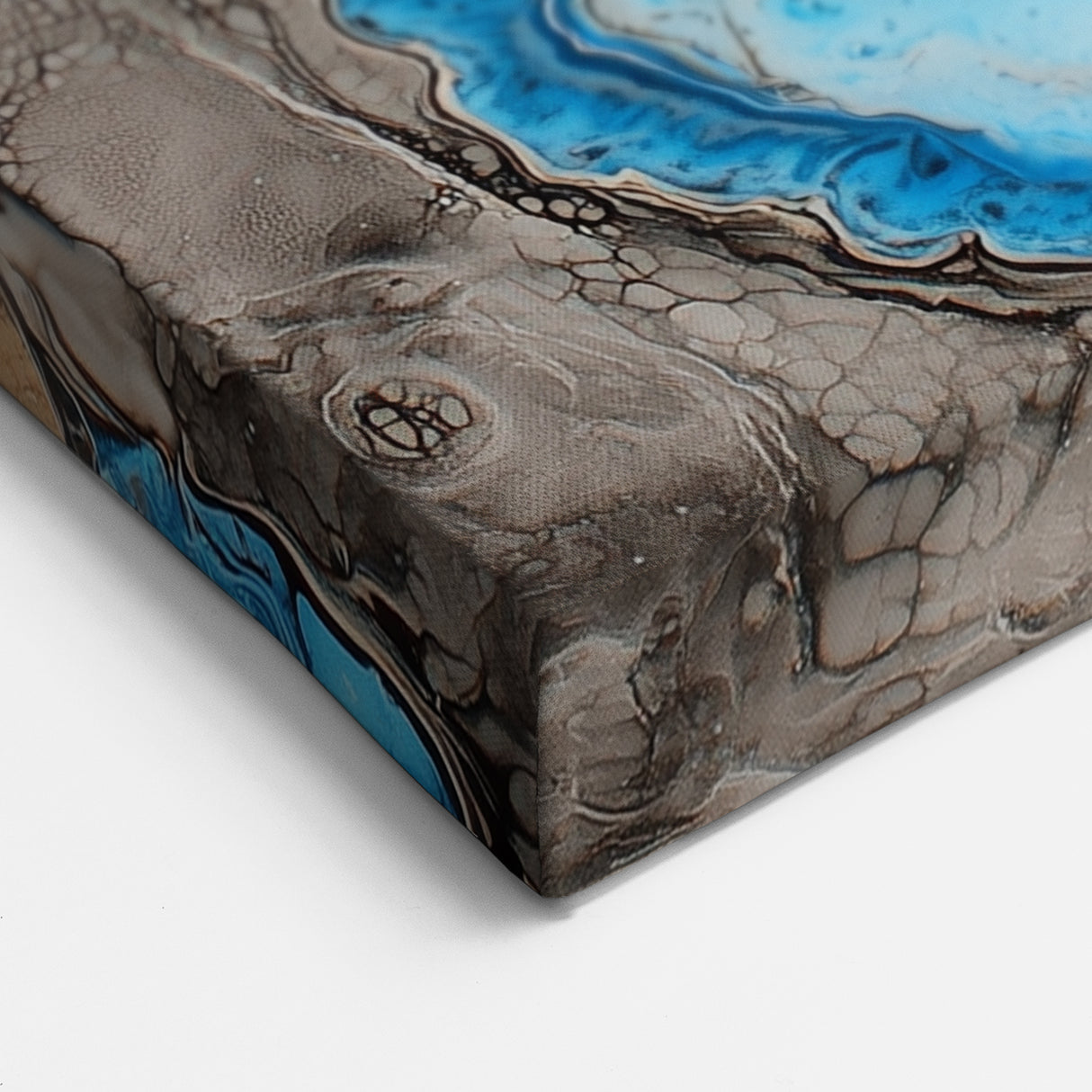 Blue and Gold Abstract Splatter Art - Dynamic Modern Wall Decor