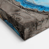 Blue and Gold Abstract Splatter Art - Dynamic Modern Wall Decor