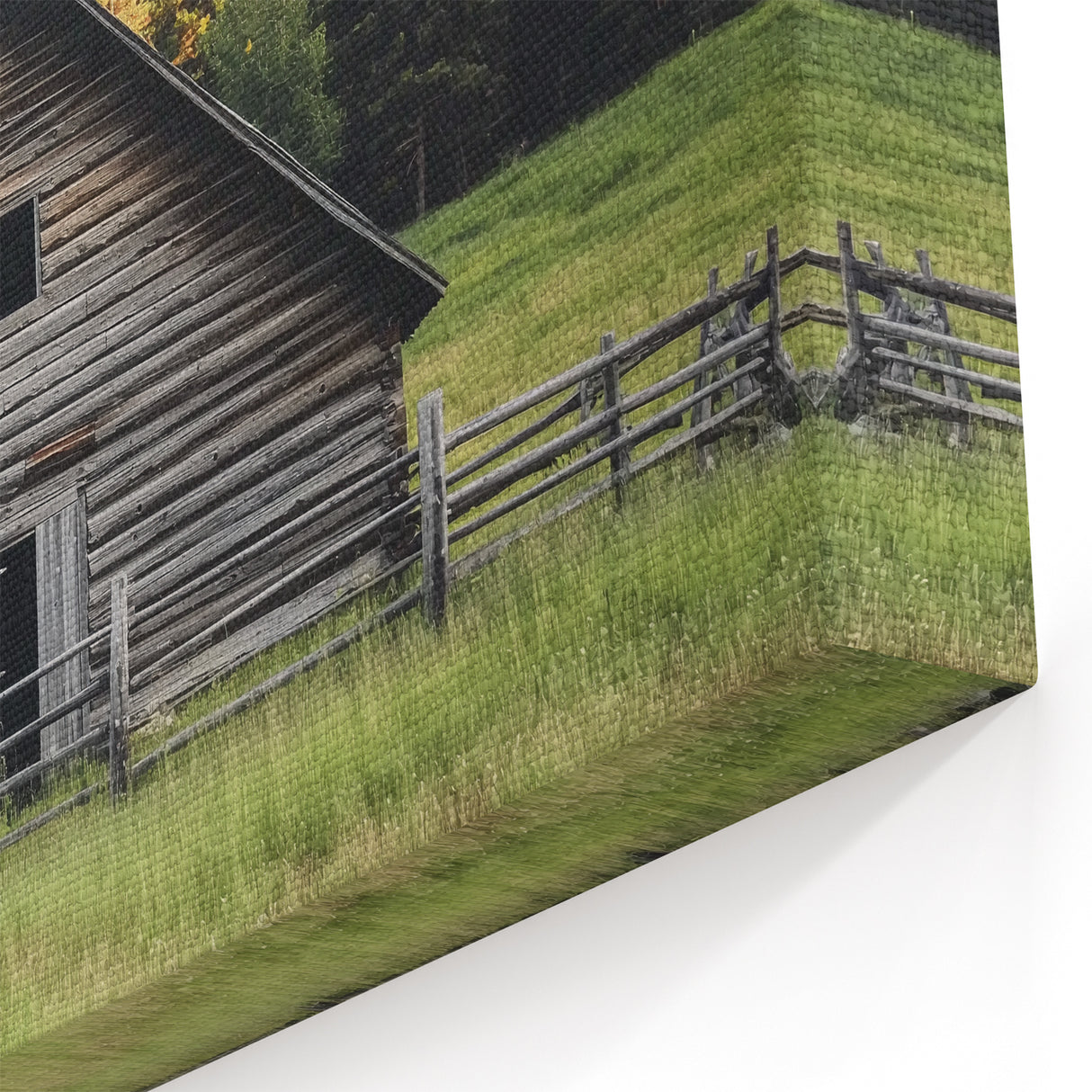 Classic Log Barn in Forest - Farmhouse Wall Art for Rustic Home Decor