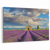 Stone Barn in Lavender Fields - Scenic Countryside Wall Art for Decor