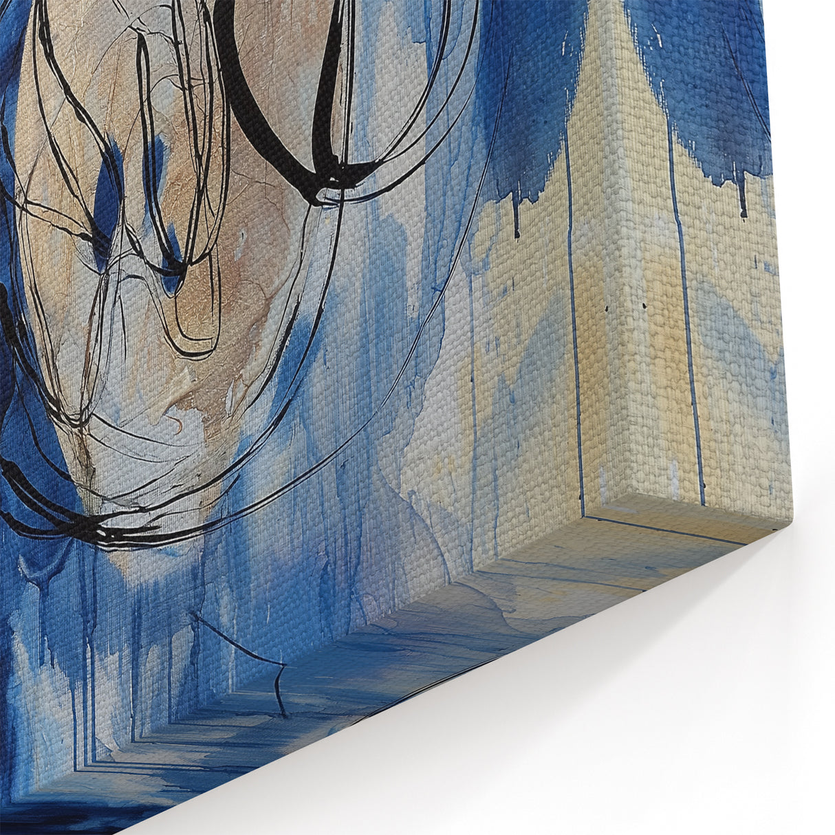 Dynamic Blue and Beige Abstract Art - Modern Wall Canvas Decor