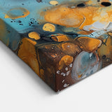 Abstract Turquoise and Gold Splatter Art - Dynamic Modern Wall Decor