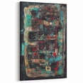 Turquoise and Red Abstract Splatter Art - Modern Textured Wall Canvas