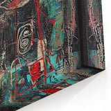 Turquoise and Red Abstract Splatter Art - Modern Textured Wall Canvas