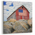 American Flag Barn with Rocks - Patriotic Rustic Wall Art for Home Decor