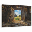 View Through Rustic Barn Doors - Scenic Farmhouse Wall Art for Decor