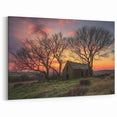 Stone Barn at Sunset - Rustic Countryside Wall Art for Home Decor