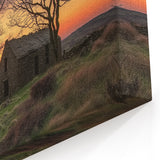 Stone Barn at Sunset - Rustic Countryside Wall Art for Home Decor