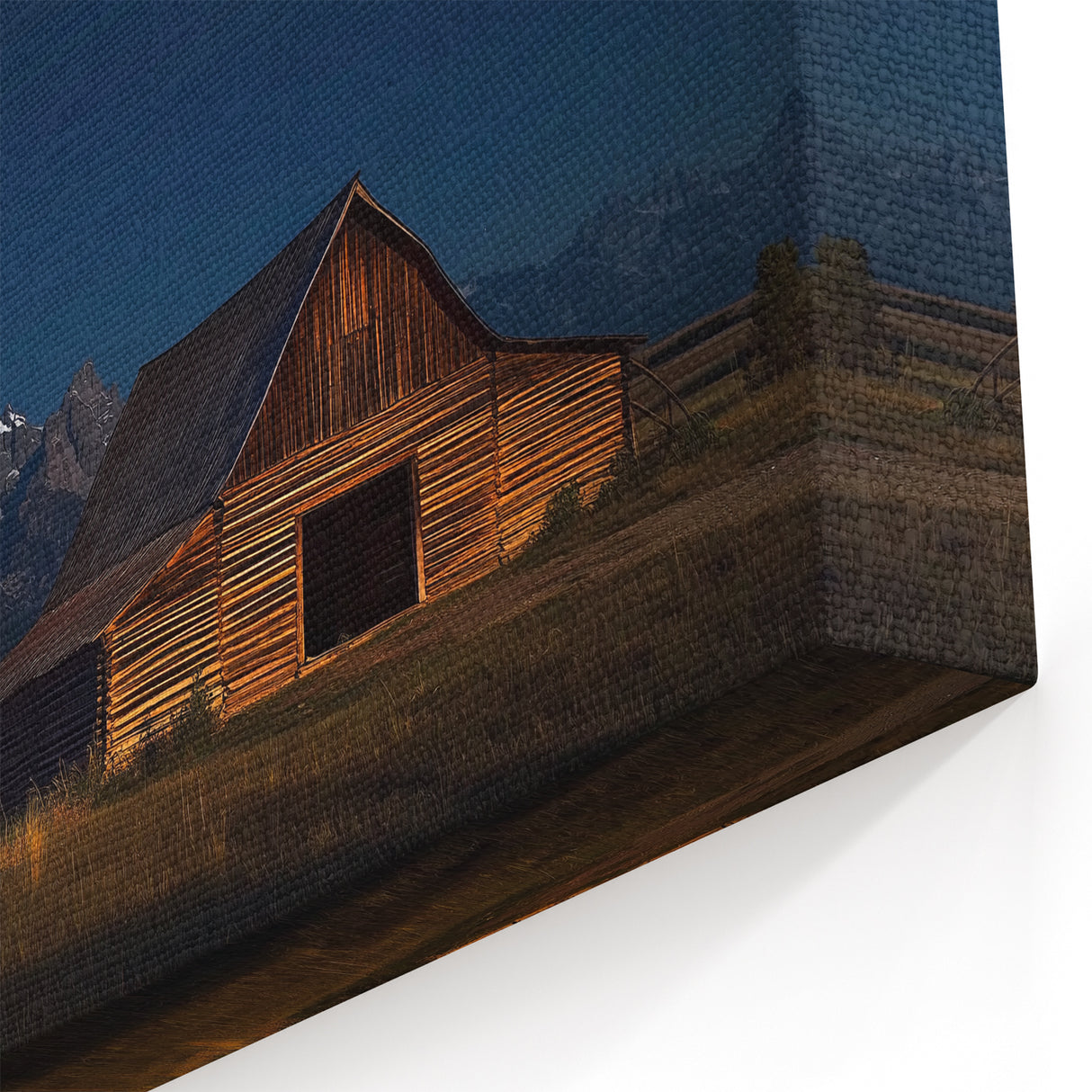 Rustic Barn Under Starry Sky - Scenic Night Wall Art for Farmhouse Decor