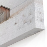 Minimalist Wooden Barn in Snow - Rustic Winter Wall Art for Home Decor