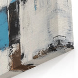 Geometric Abstract Line Art – Blue, White, and Brown Modern Canvas