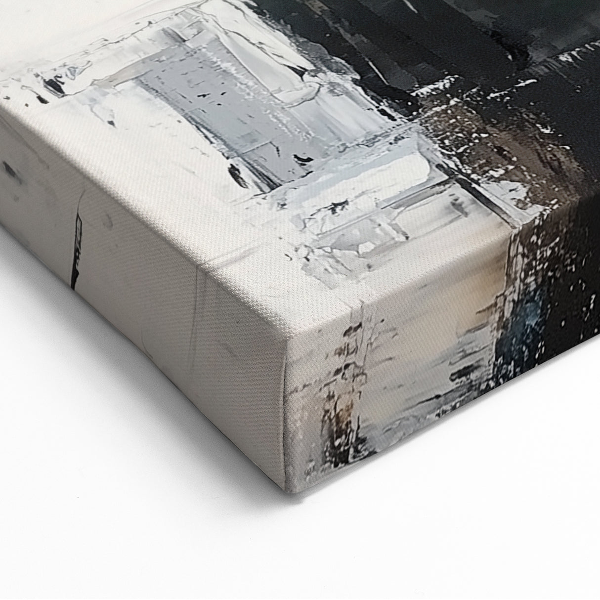 Geometric Abstract Line Art – Blue, White, and Brown Modern Canvas