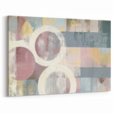 Muted Geometric Abstract Art – Soft Pink, Blue, and Beige Canvas