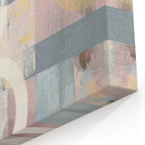 Muted Geometric Abstract Art – Soft Pink, Blue, and Beige Canvas