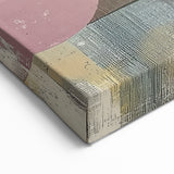 Muted Geometric Abstract Art – Soft Pink, Blue, and Beige Canvas