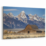 Rustic Mountain Barn Wall Art – Farmhouse Canvas with Scenic Landscape