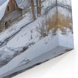 Rustic Winter Barn Wall Art – Farmhouse Canvas with Snowy Landscape