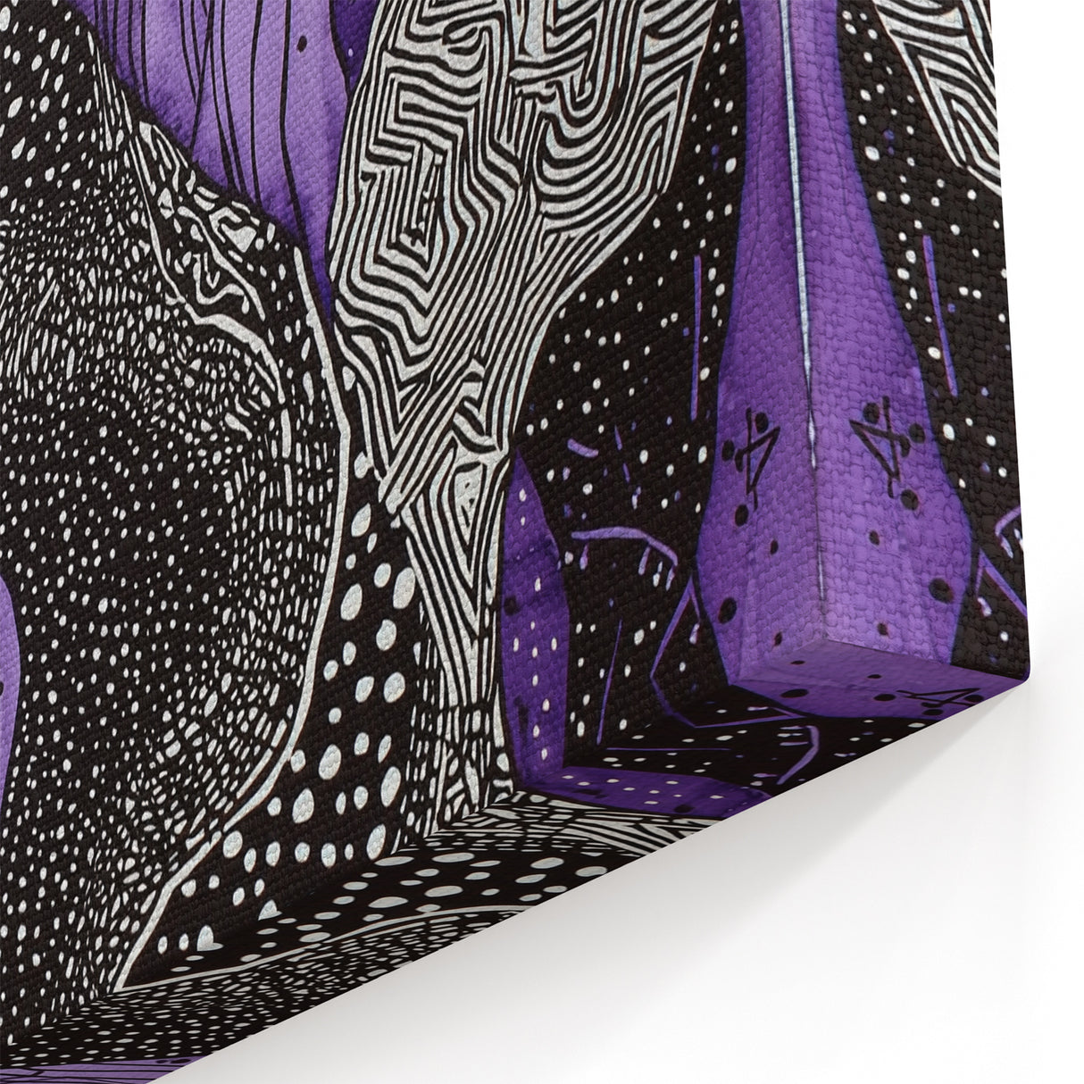 Abstract Purple Line Art – Bold Black and White Geometric Canvas