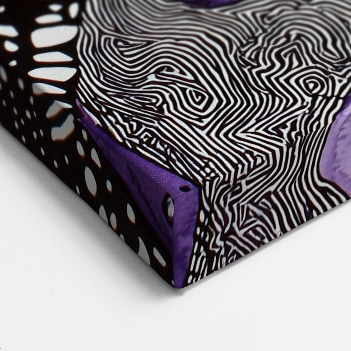 Abstract Purple Line Art – Bold Black and White Geometric Canvas