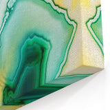 Abstract Geode Line Art – Green, Blue, and Gold Stone-Inspired Canvas