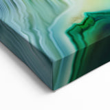 Abstract Geode Line Art – Green, Blue, and Gold Stone-Inspired Canvas