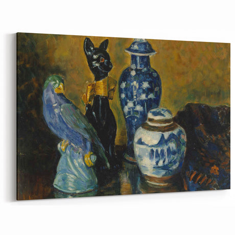Modern Wall Art - Still Life with Blue Figurines and Bold Contrast