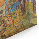 Modern Wall Art - Vibrant Coastal Scene with Houses and Figures