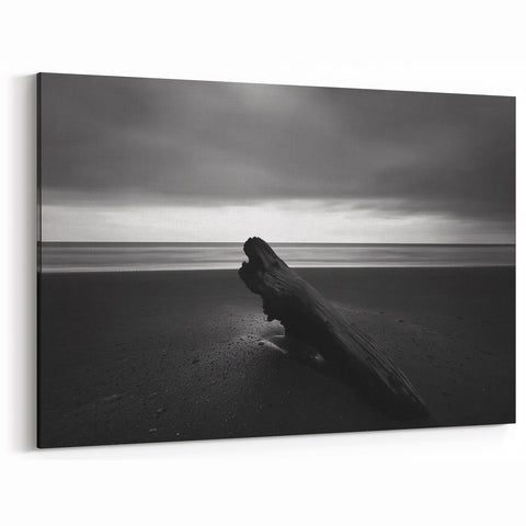 Monochrome Beach Landscape Wall Art - Coastal Seaside Wall Decor
